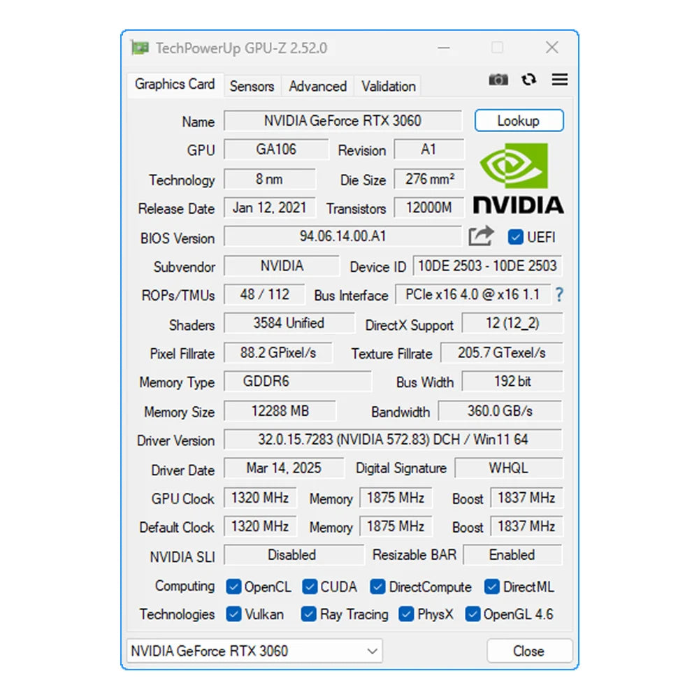 MLLSE RTX 3060 12GB Graphics Card GDDR6 192Bit PCI Express 4.0 ×16 8Pin NVIDIA GPU Rtx 3060 Gaming Video Card Placa De Video