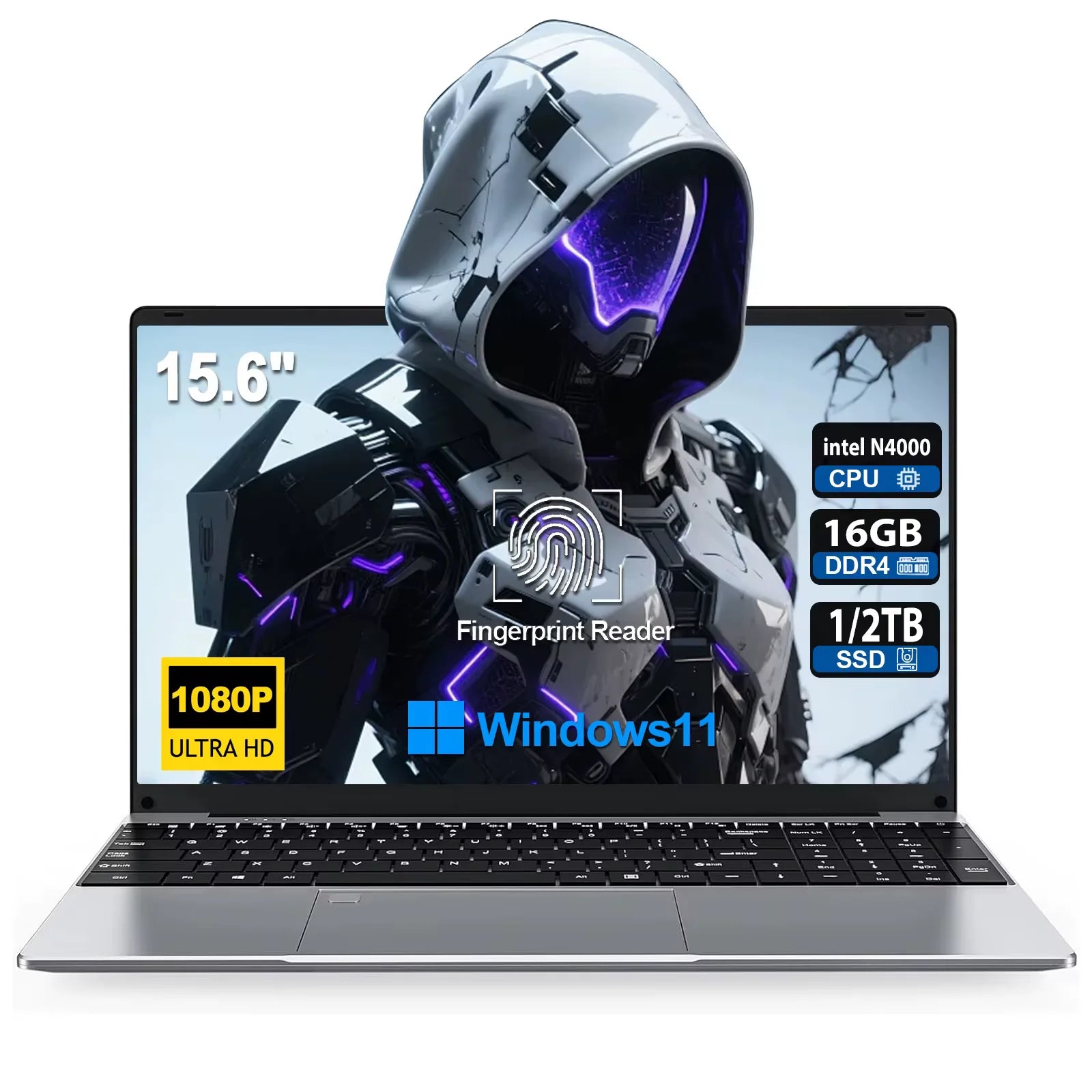15.6" Windows 11 laptop Fingerprint unlocking Laptop Computer intel Celeron N4000 16GB RAM 1/2TB SSD notebook Gamer Computer PC