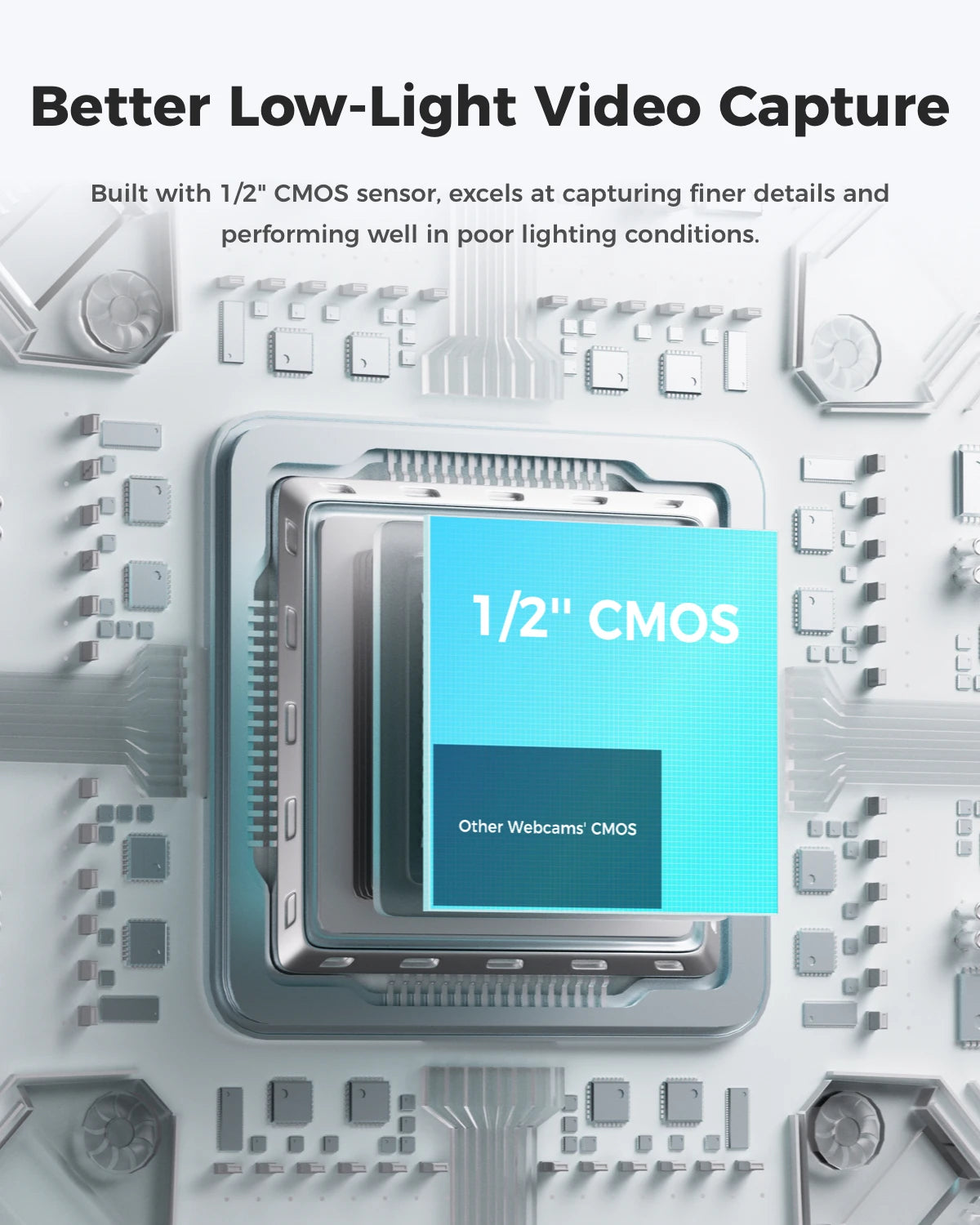 OBSBOT Meet 2-4K Webcam for PC with 1/2" Sensor, AI Framing & Autofocus, Beauty Mode, Lightweight, HDR, Webcam with Microphone,