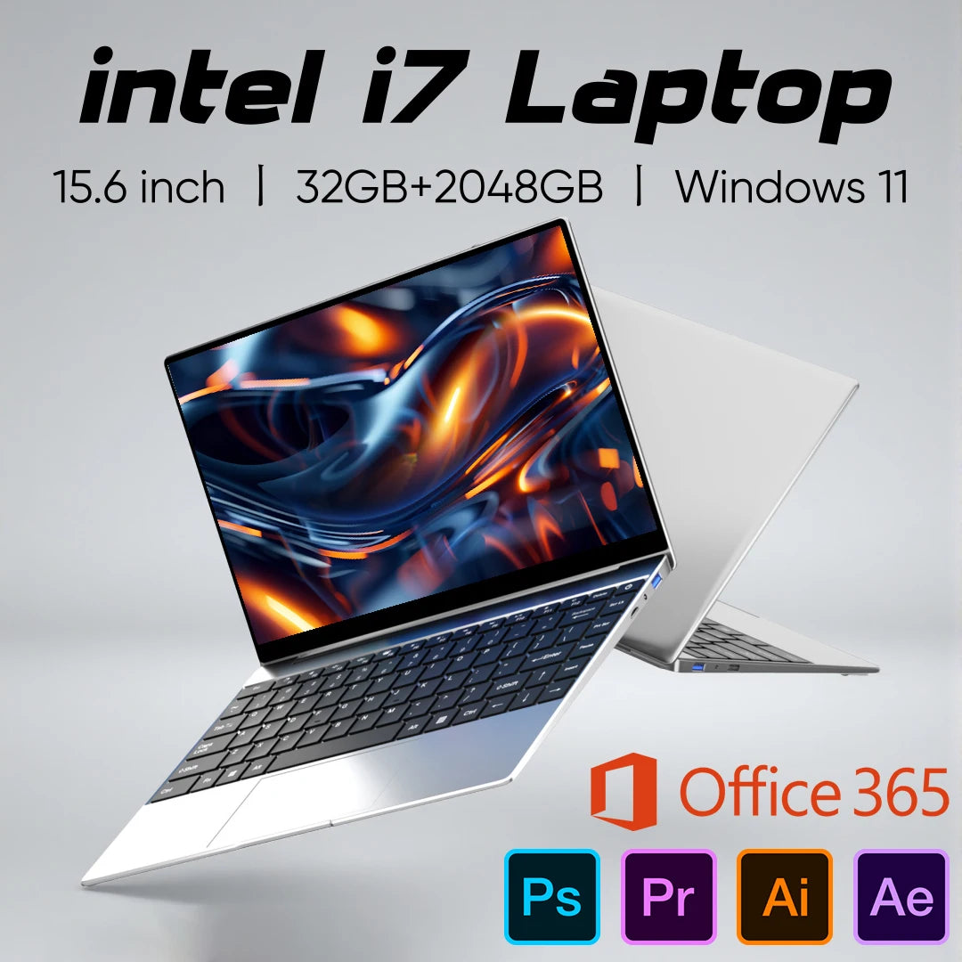 New Ultra Slim Laptop Intel Core i7 8650U 15.6" 32GB RAM 2TB SSD Gaming PC Office Study Computer PC Windows 11 Pro