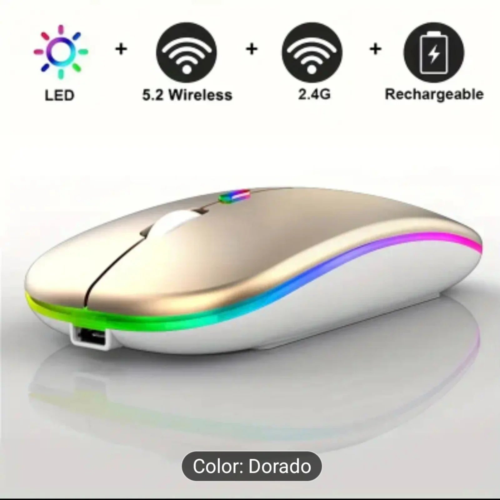 Wireless mouse with Bluetooth connectivity, rechargeable design, and 2.4 GHz USB receiver, featuring a modern ultra-thin build, 1600 DPI sensitivity, and 6 buttons, ideal for gaming and compatible with PC, laptop, and MacBook