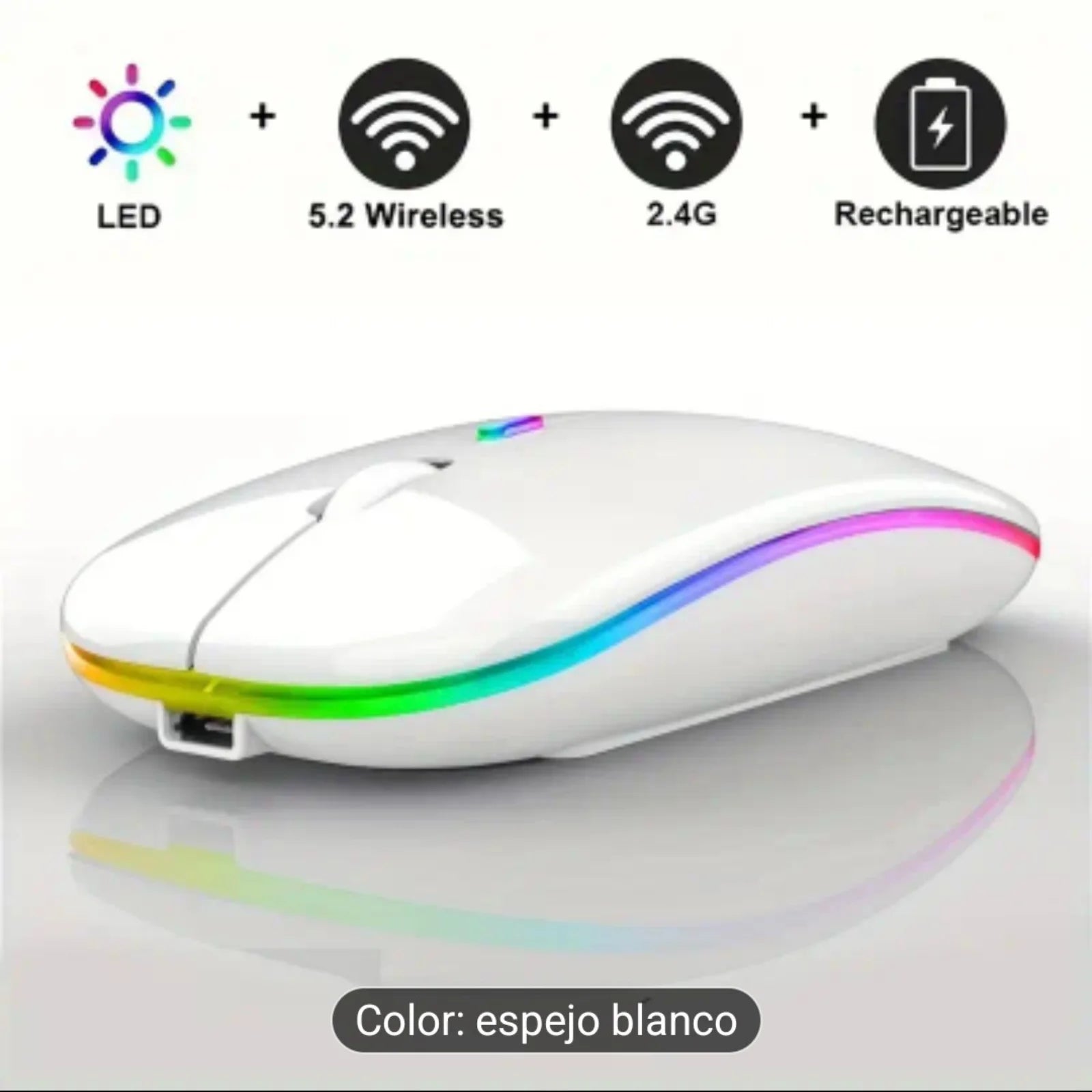 Wireless mouse with Bluetooth connectivity, rechargeable design, and 2.4 GHz USB receiver, featuring a modern ultra-thin build, 1600 DPI sensitivity, and 6 buttons, ideal for gaming and compatible with PC, laptop, and MacBook