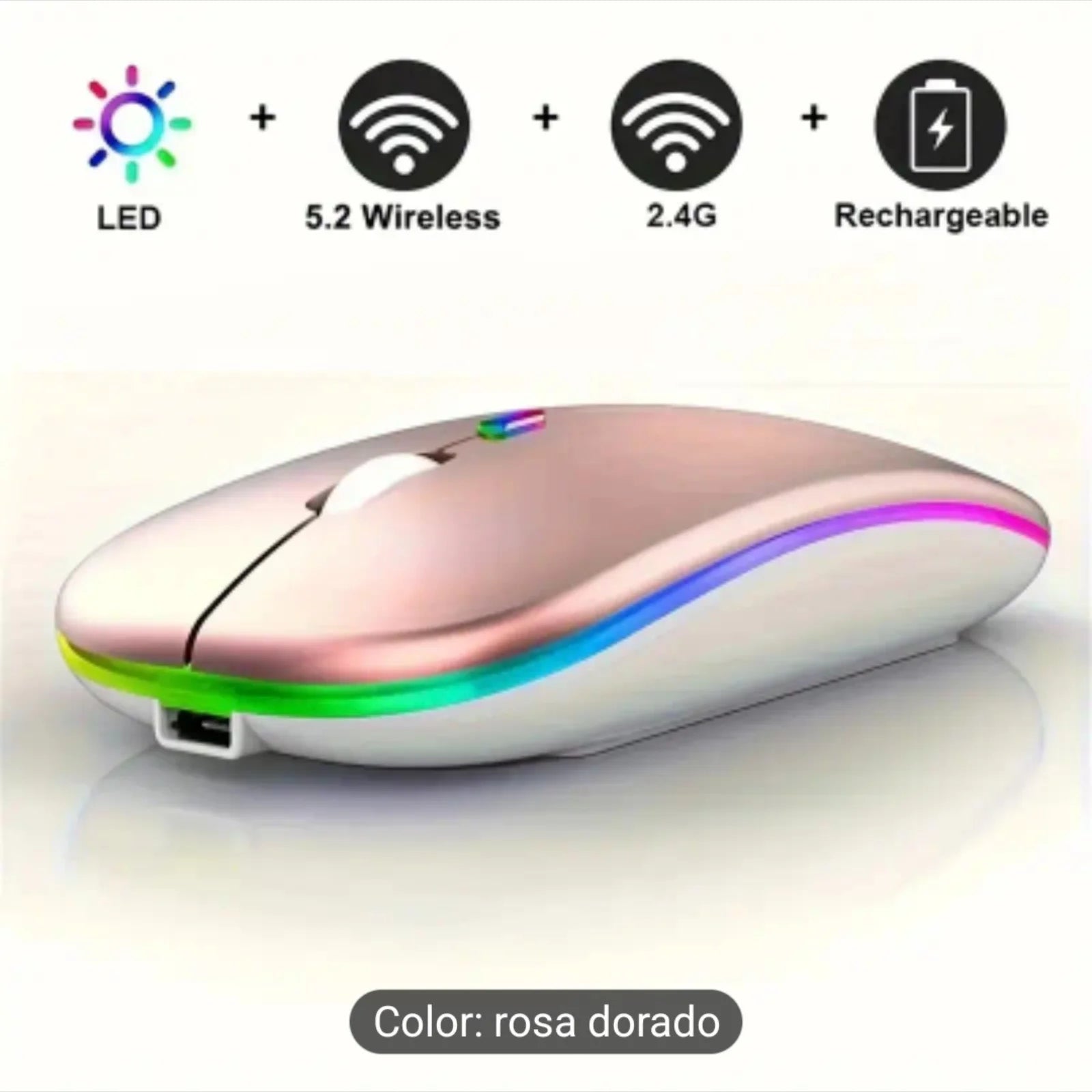 Wireless mouse with Bluetooth connectivity, rechargeable design, and 2.4 GHz USB receiver, featuring a modern ultra-thin build, 1600 DPI sensitivity, and 6 buttons, ideal for gaming and compatible with PC, laptop, and MacBook