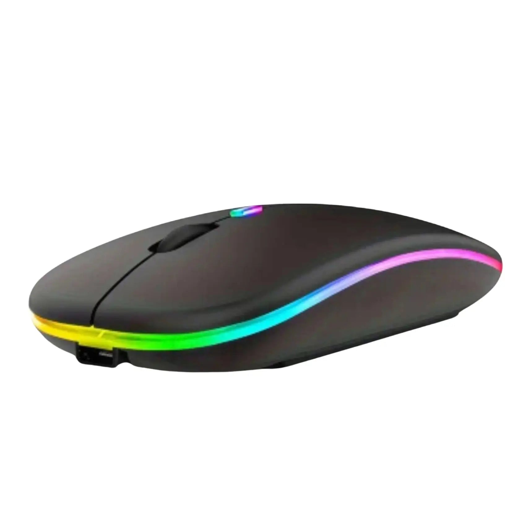Wireless mouse with Bluetooth connectivity, rechargeable design, and 2.4 GHz USB receiver, featuring a modern ultra-thin build, 1600 DPI sensitivity, and 6 buttons, ideal for gaming and compatible with PC, laptop, and MacBook