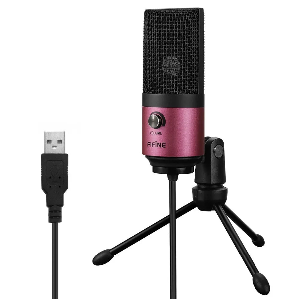 FIFINE USB Condenser Microphone with Gain Knob,Metal Recording Mic for Home Studio,Podcasting,Voice-over,Laptop,Windows -K669