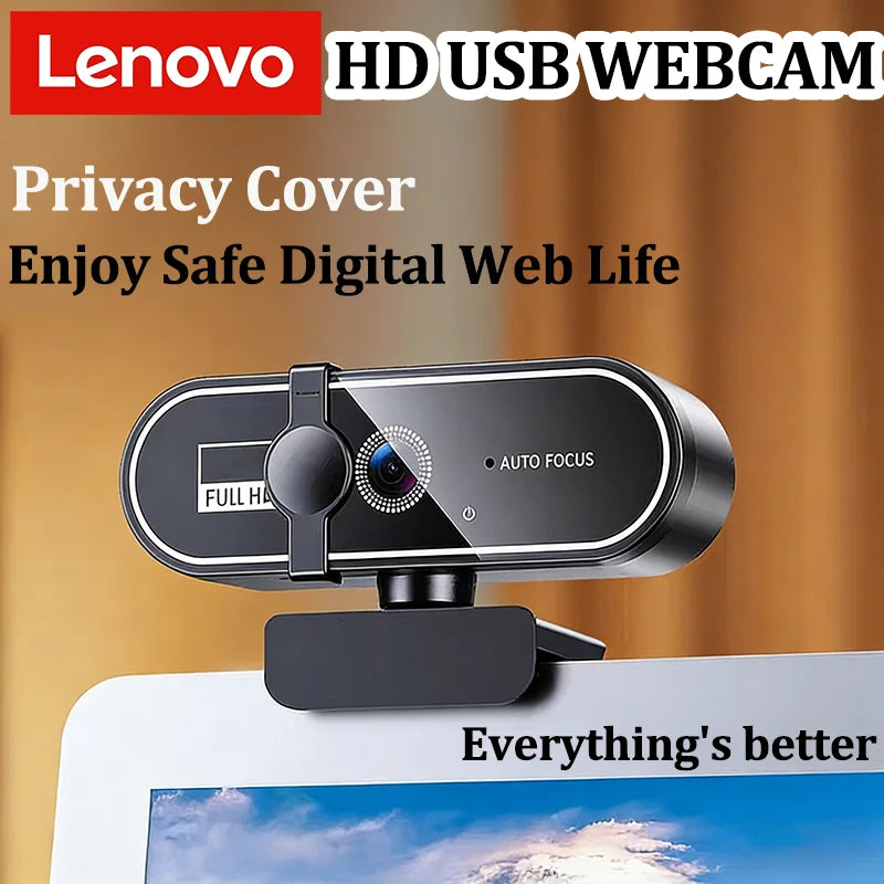 Lenovo 4K HD Mini Webcam Microphone 2K Full HD Webcam  Autofocus USB Web Cam For Auto Focus PC Laptop Video Shooting Camera