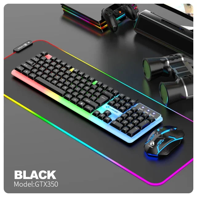 NG GTX350 Gaming Keyboard Mouse Combos Computer Laptop Backlight Gamer Kit LED Wired Usb Keyboard GTX350 Set-Black
