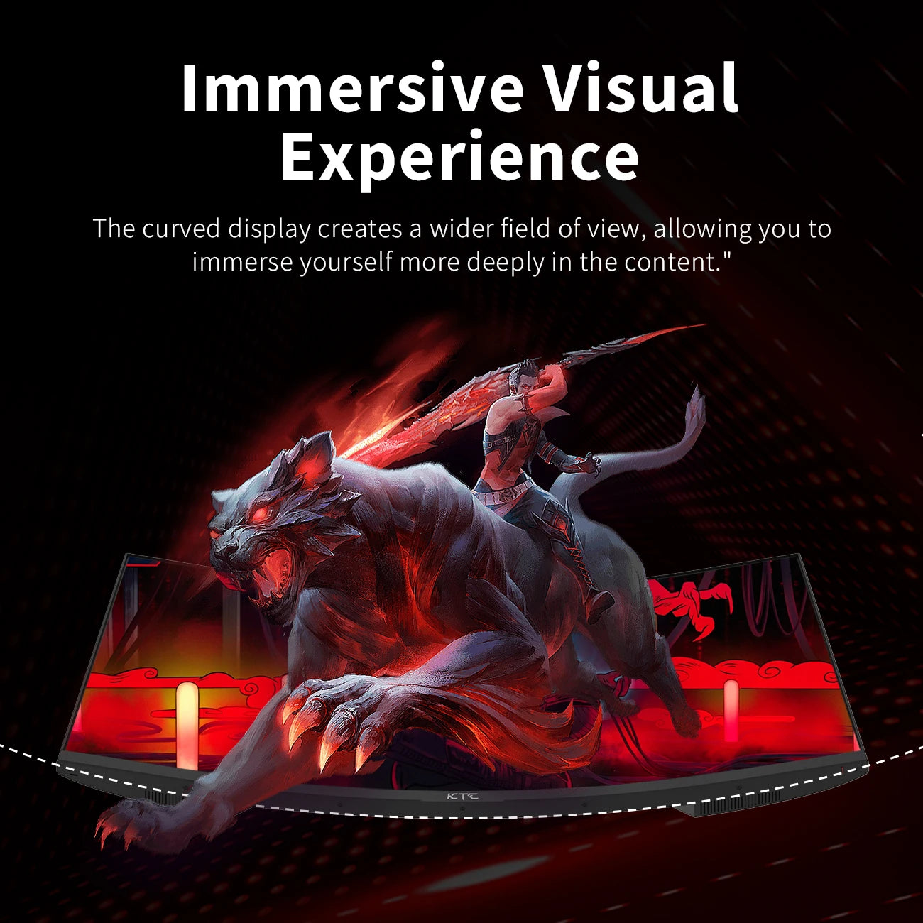 KTC 24 inch 1500R Curved Gaming Monitor 165Hz 1ms FHD 1080p VA Tilt Adaptive Sync HDR 110% sRGB DP/HDMI,VESA for Gaming Home Off