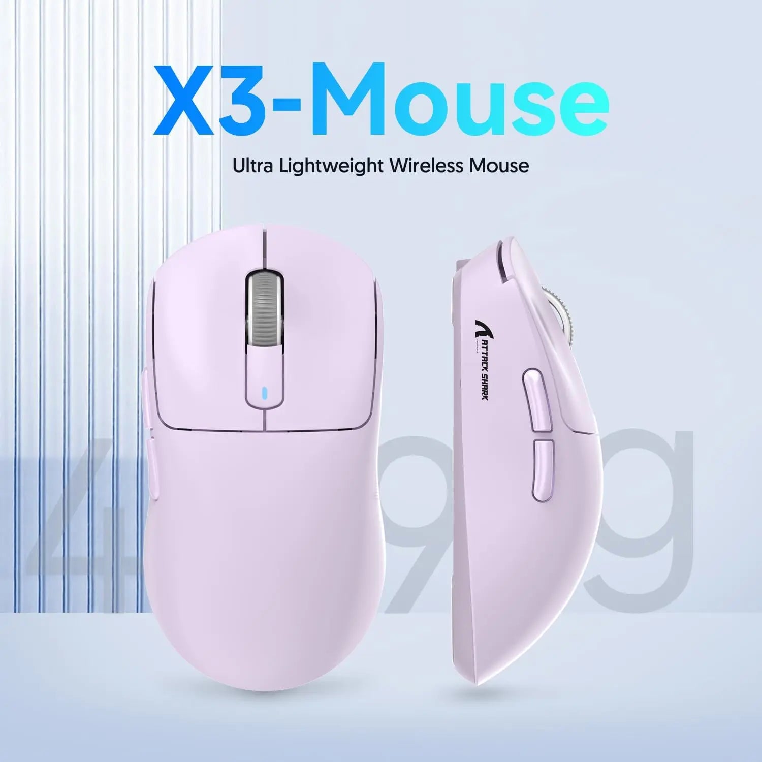 ATTACK SHARK X3 Tri-mode Gaming Mouse, PixArt PAW3395 Sensor, 26K DPI, 49g Ultralight, BT/2.4G Wireless/Wired,for PC Gamer