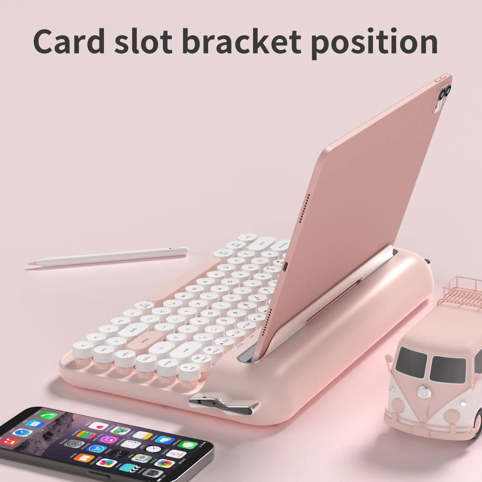 AJAZZ AF84 Wireless BT Portable Keyboard - Retro Punk Typewriter Film Keyboard - Wireless BT Dual Mode Office Keyboard - Cute