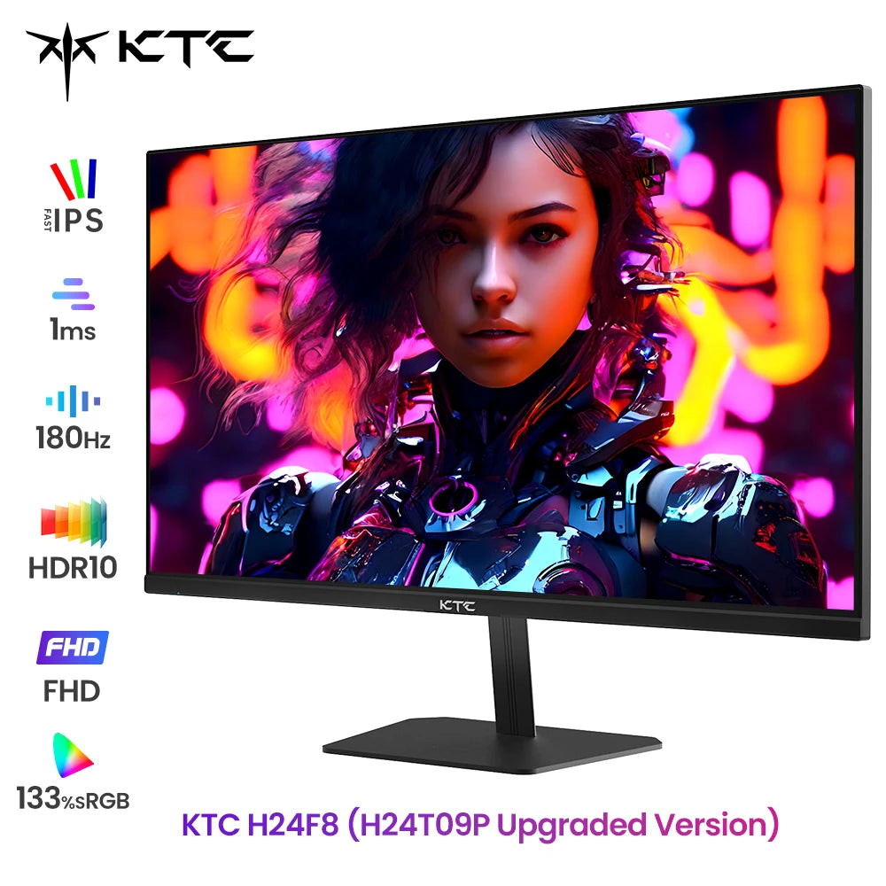 (2025 H24T09P Upgraded Version) KTC H24F8 FHD 23.8" 180Hz Gaming Monitor With Realistic Color Reproduction 1920*1080 Resolution