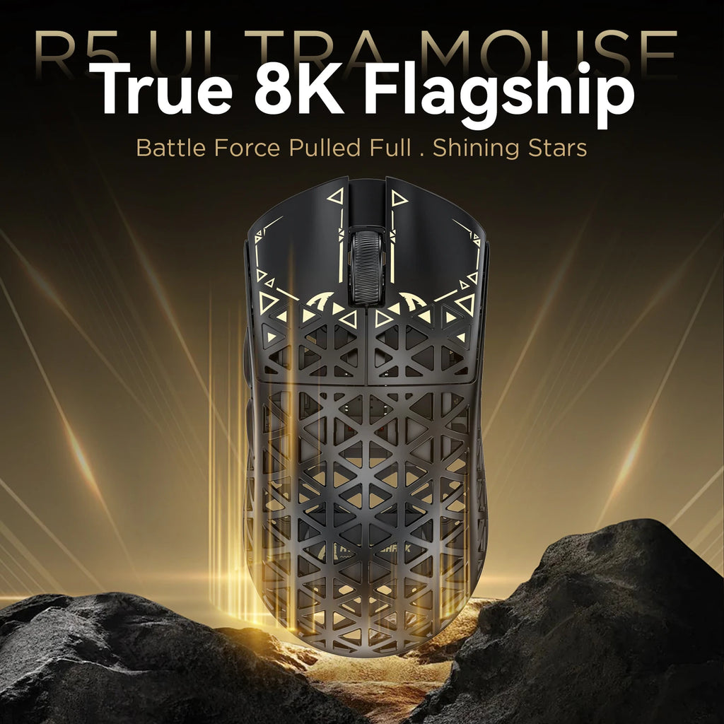 ATTACK SHARK R5 Ultra Carbon Fiber Wireless Gaming Mouse, PixArt PAW3950MAX Gaming Sensor, 42000DPI, 8000Hz, MCU Nordic 52840