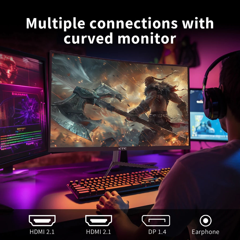 KTC 24 inch 1500R Curved Gaming Monitor 165Hz 1ms FHD 1080p VA Tilt Adaptive Sync HDR 110% sRGB DP/HDMI,VESA for Gaming Home Off