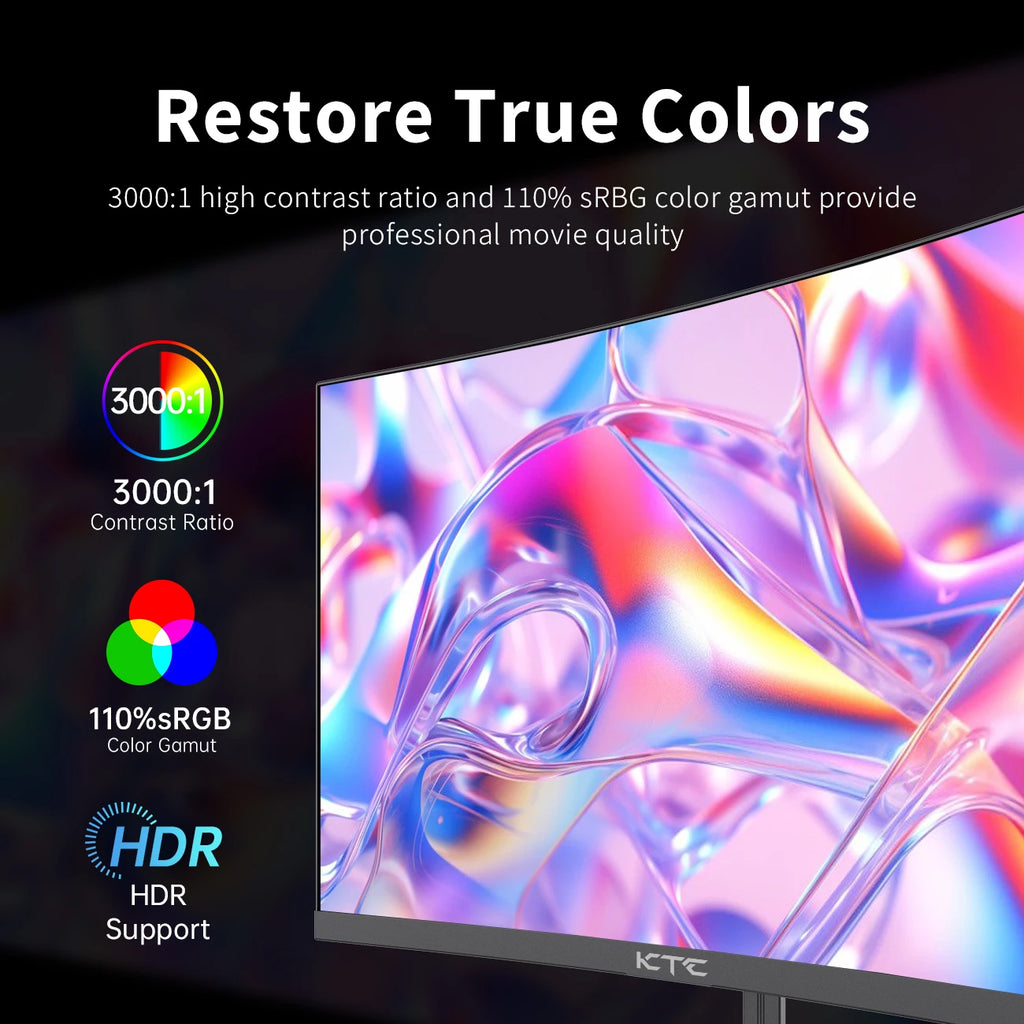 KTC 24 inch 1500R Curved Gaming Monitor 165Hz 1ms FHD 1080p VA Tilt Adaptive Sync HDR 110% sRGB DP/HDMI,VESA for Gaming Home Off