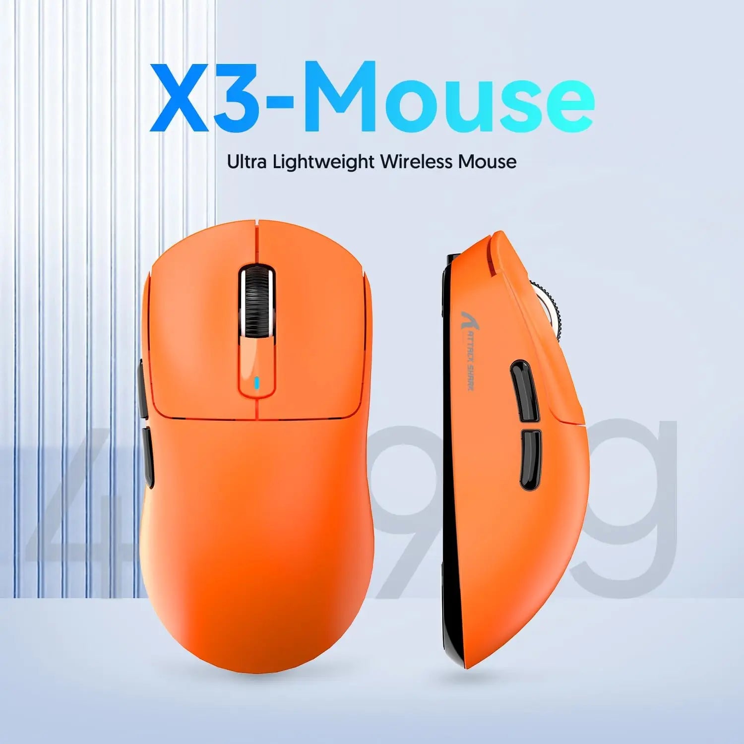 ATTACK SHARK X3 Tri-mode Gaming Mouse, PixArt PAW3395 Sensor, 26K DPI, 49g Ultralight, BT/2.4G Wireless/Wired,for PC Gamer