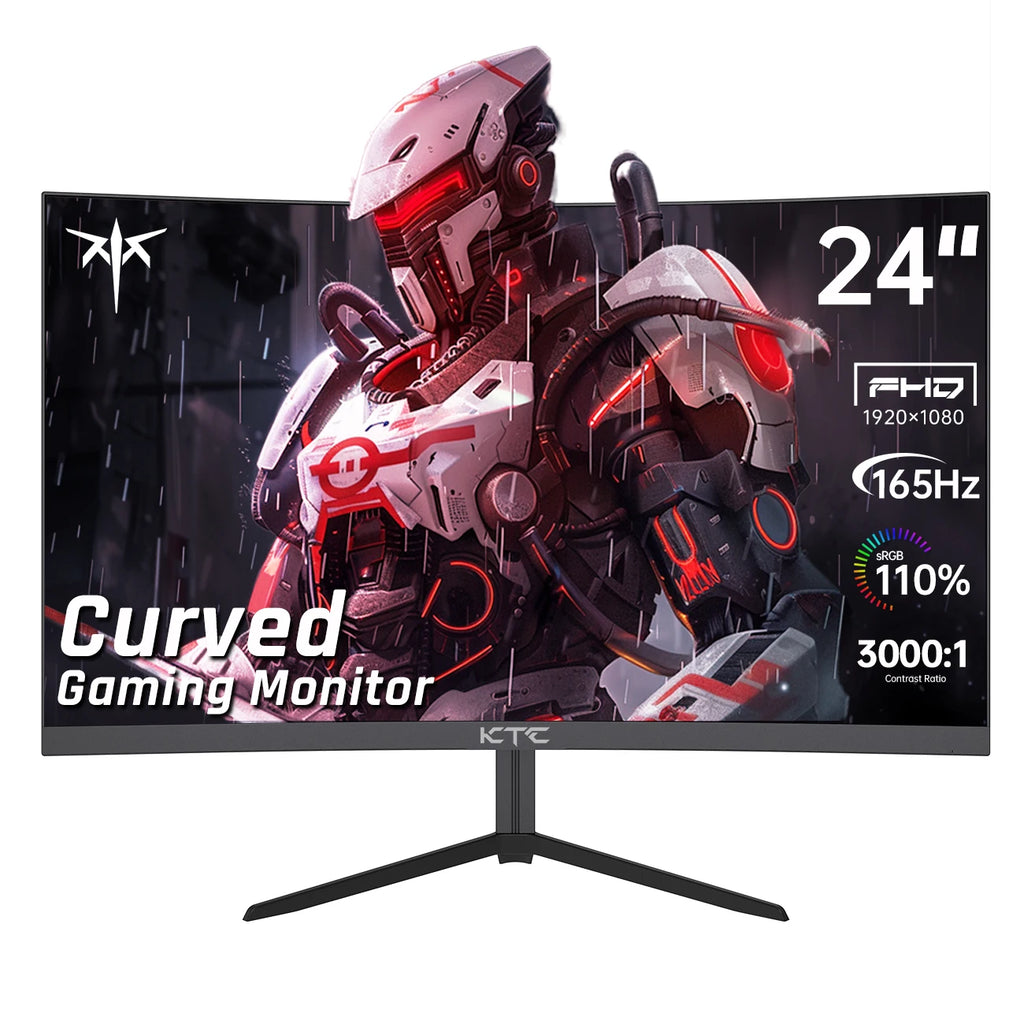 KTC 24 inch 1500R Curved Gaming Monitor 165Hz 1ms FHD 1080p VA Tilt Adaptive Sync HDR 110% sRGB DP/HDMI,VESA for Gaming Home Off