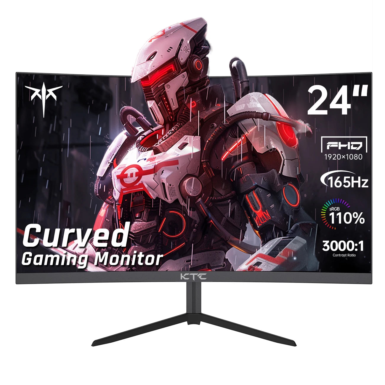 KTC 24 inch 1500R Curved Gaming Monitor 165Hz 1ms FHD 1080p VA Tilt Adaptive Sync HDR 110% sRGB DP/HDMI,VESA for Gaming Home Off