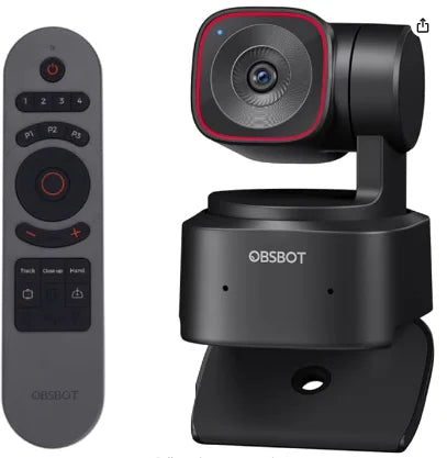 OBSBOT Tiny 2 Lite 4K Webcam for PC, AI Tracking PTZ Streaming Camera with 1/2" Sensor, Gesture Control, 60 FPS, HDR, Microphone