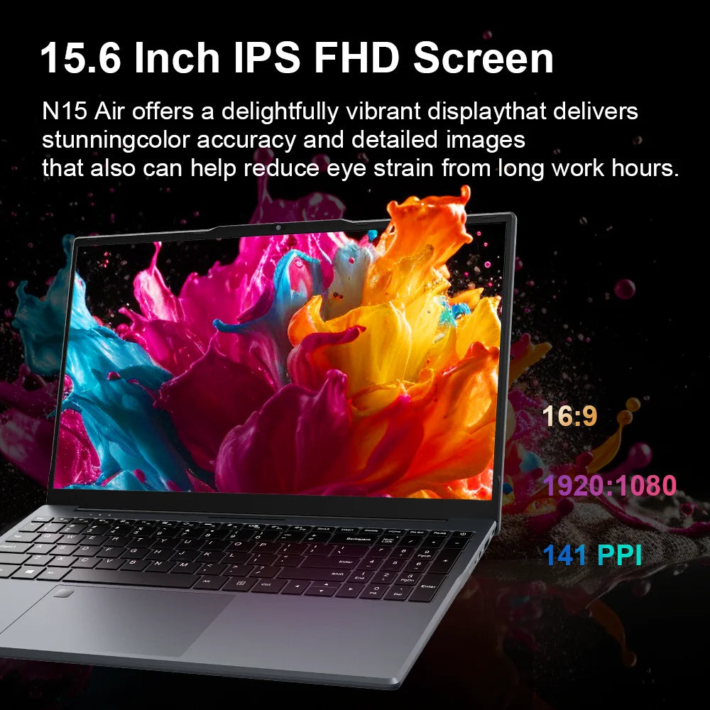 Ninkear N15 Air Laptop 15,6" IPS 1080P IPS Intel N95 3.4Ghz 16GB RAM 512GB SSD General Use Productivity Windows 11 pro Notebook