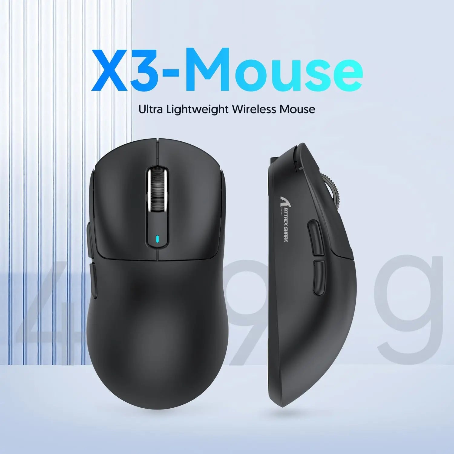 ATTACK SHARK X3 Tri-mode Gaming Mouse, PixArt PAW3395 Sensor, 26K DPI, 49g Ultralight, BT/2.4G Wireless/Wired,for PC Gamer